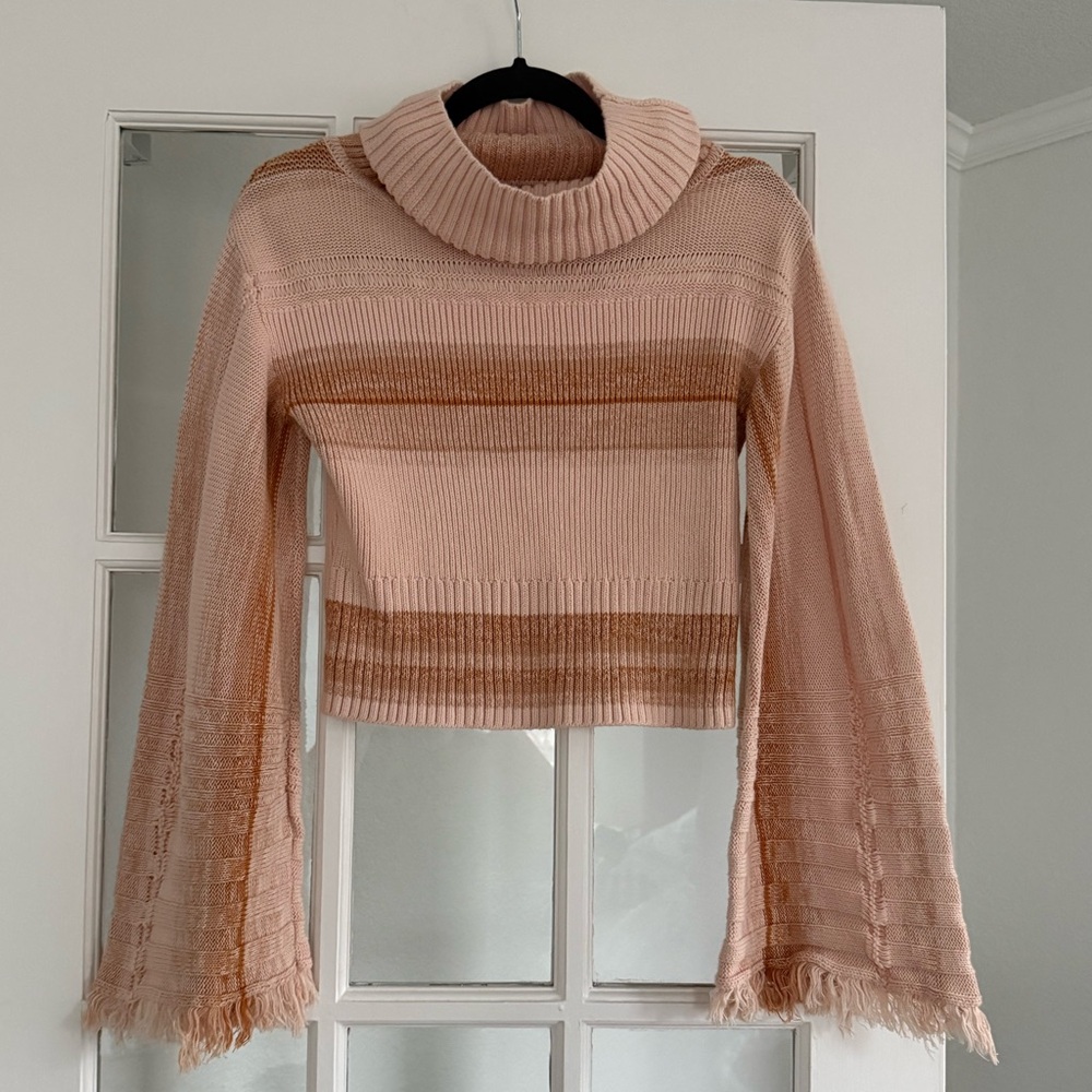 Free People Close To Me Striped Bell Sleeve Sweater Size XS